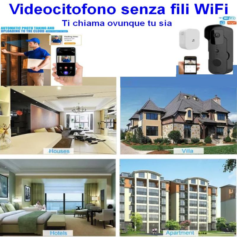 Videocitofono senza fili wifi App Tuya